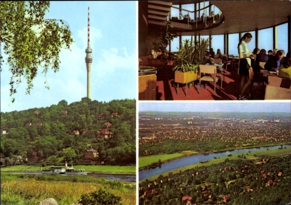 Postcard Dresden Wachwitz, TV tower, view, interior view