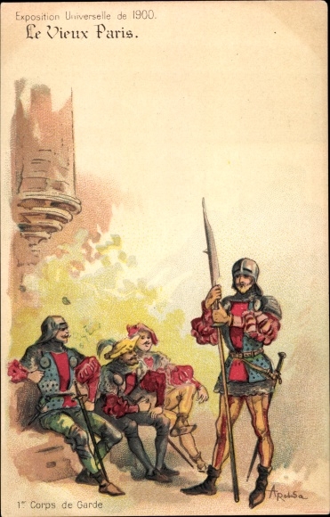 Artist Chromo-Litho Robida, A., Old Paris, Universal Exhibition of 1900, 1st Guardhouse
