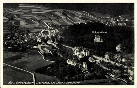 Ak Bad Soden Salmünster in Hessen, luchtfoto van Bad Soden, St. Vinzenz, St. Vinzenzhaus