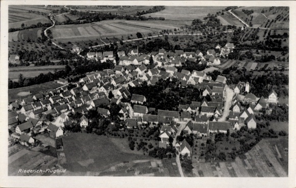 Postcard Riederich near Reutlingen, aerial photograph