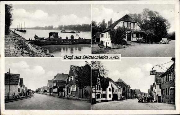 Postcard Leimersheim Rülzheim in Rhineland-Palatinate, town views, landing stage
