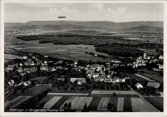 Postcard Mähringen Kusterdingen in Württemberg, aerial photograph, Achalm