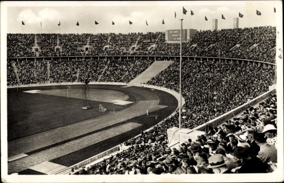 Postcard Berlin, Olympic Games 1936, Reichssportfeld, Deutsche Kampfbahn, Olympic Stadium