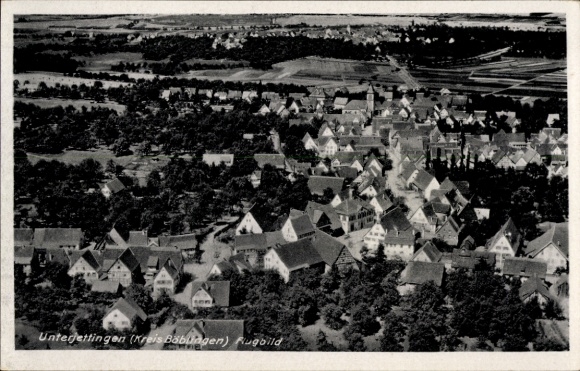 Postcard Unterjettingen Jettingen in Württemberg, aerial photograph