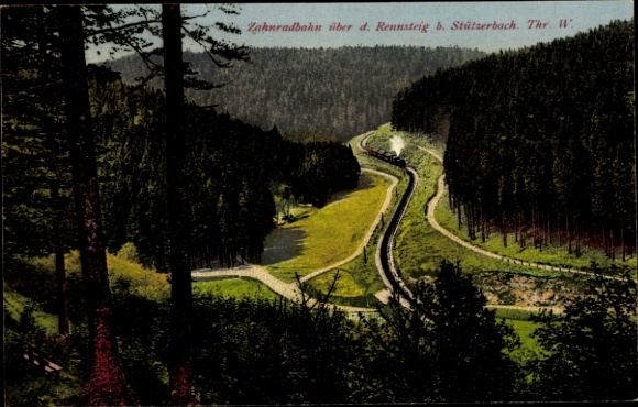 Postcard Stützerbach Ilmenau Thuringian Forest, cog railway over the Rennsteig