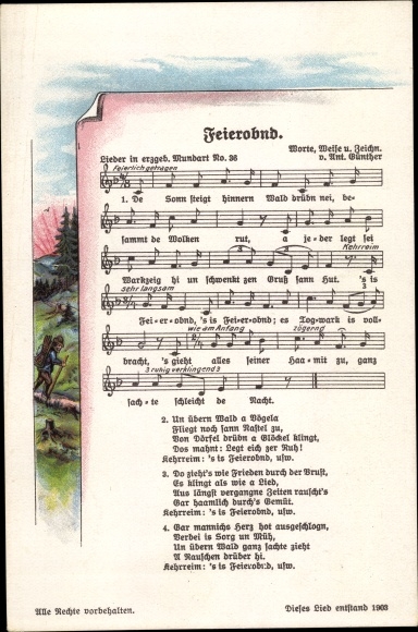 Song Postcard Günther, Anton, Erzgebirgische Mundart 36, Feierobnd