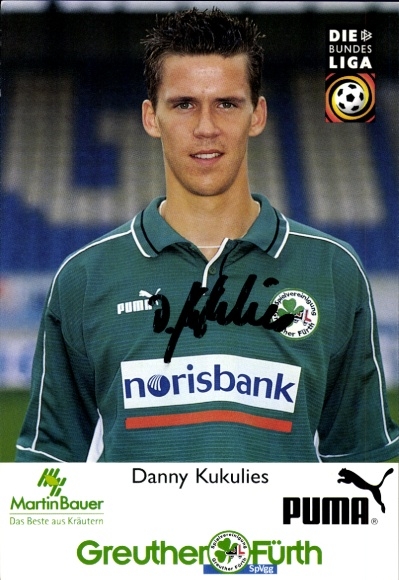 Autograph card footballer Danny Kukulies, SpVgg Greuther Fürth, autograph