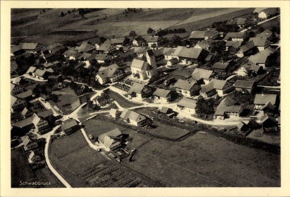 Postcard Schwabbruck in Upper Bavaria, aerial photograph