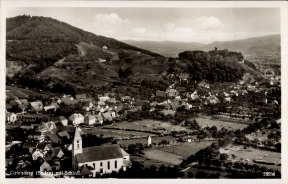 Postcard Ortenberg in Baden, Ortenberg with castle, aerial photograph