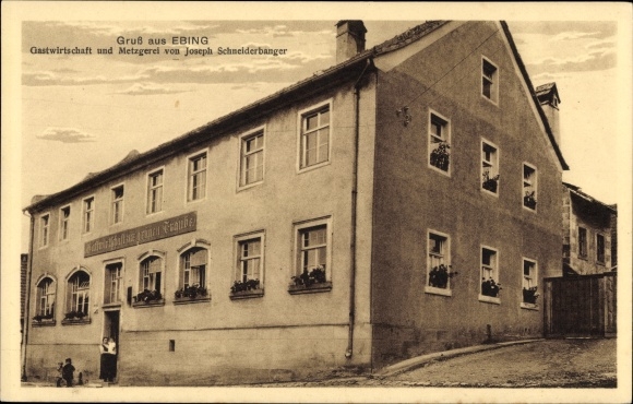 Ak Ebing Rattelsdorf in Oberfranken, Gastwirtschaft, Metzgerei