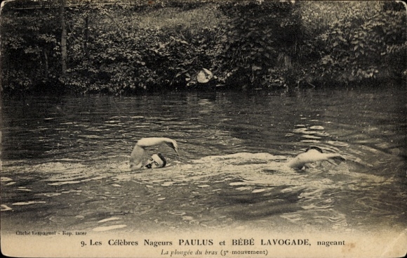Postcard swimmers Paulus and Bebe Lavogade