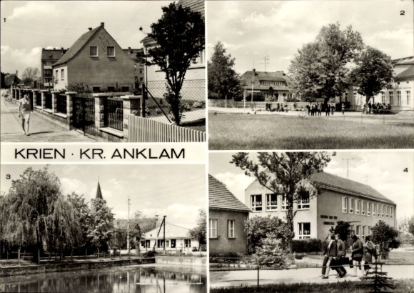 Postcard Krien Kreis Anklam, Bauernstraße, Kulturhaus, Nguyen von Troi-Oberschule