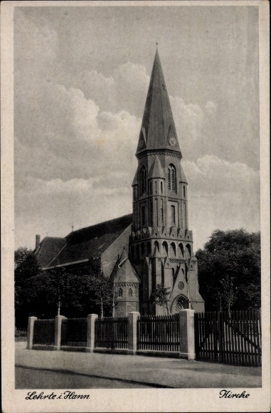 Postcard taught in Lower Saxony, church