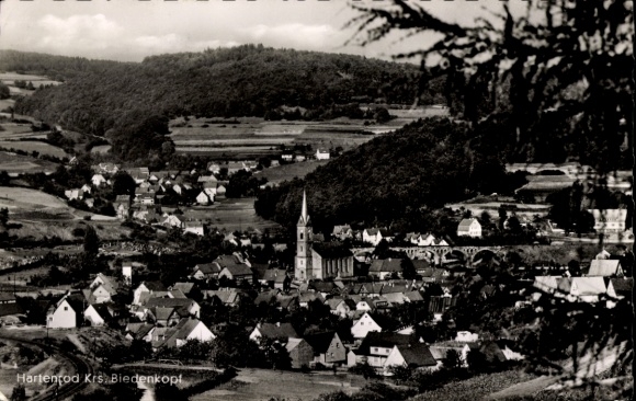 Postcard Hartenrod Bad Endbach in Hesse, general view, church