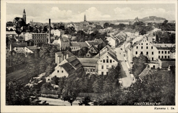 Ak Kamenz in Sachsen, Luftaufnahme von Kamenz, historische Architektur, grüne Umgebung, Stadta...