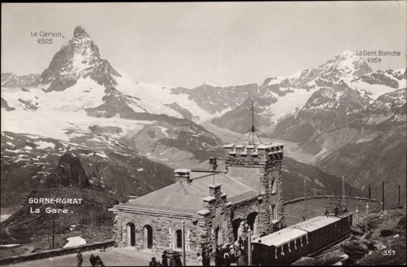 PC Zermatt Canton of Valais, Gornergrat, train station, track side, rack railway