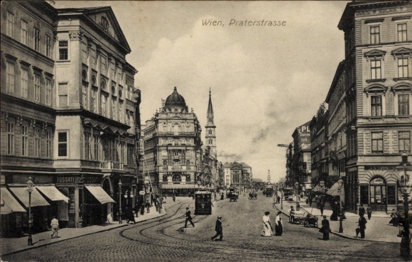 Ak Wien II, Praterstraße, Straßenbahn Linie Nr. 7