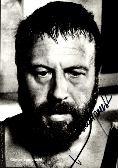Postcard actor Günter Lamprecht, portrait, autograph