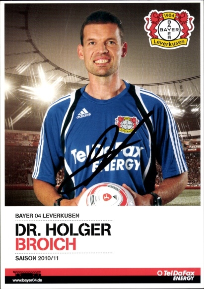 Autogrammkarte Konditionstrainer Dr. Holger Broich, Bayer 04 Leverkusen, Autogramm
