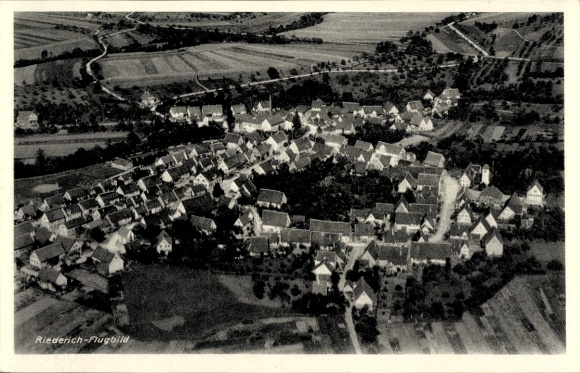 Postcard Riederich, aerial photograph