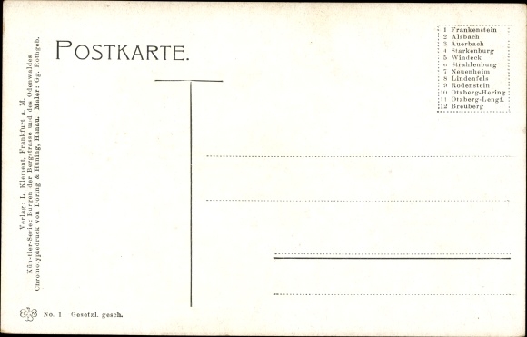 Artist Postcard Rothgeb, G., Nieder Beerbach Mühltal in the Odenwald, Frankenstein Castle