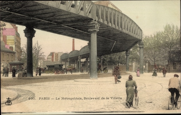 Postcard Paris X, Boulevard de la Villette, Le Metropolitain
