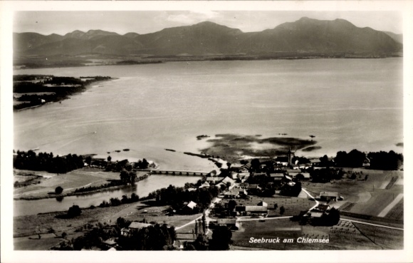 Postcard Seebruck am Chiemsee Upper Bavaria, aerial photograph