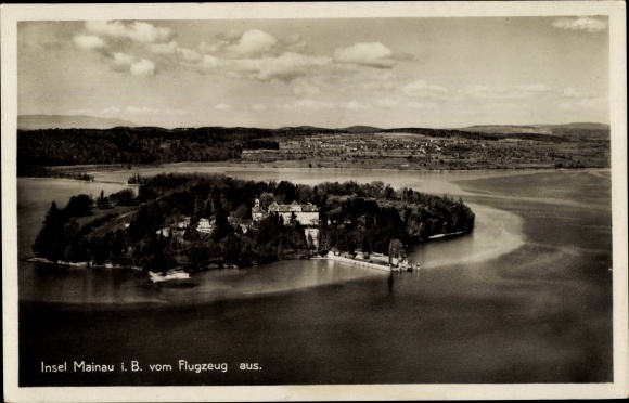 Ansichtkaart Eiland Mainau in de Bodensee, luchtfoto