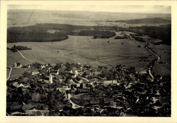 Postcard Hawangen in Schwaben Unterallgäu, aerial photograph