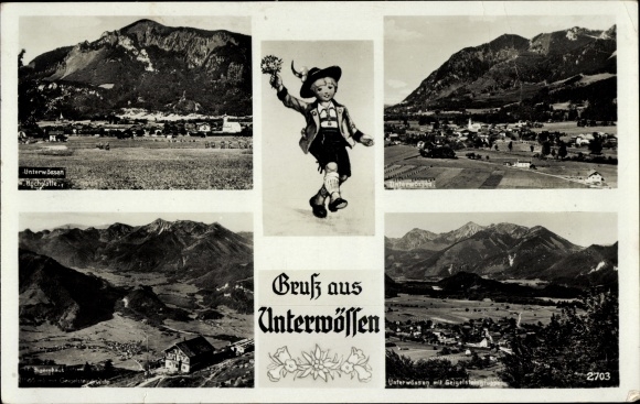 Postcard Unterwössen in Upper Bavaria, panorama
