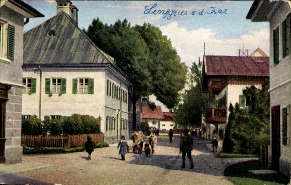 Postcard Lenggries in Upper Bavaria, Dorfstraße