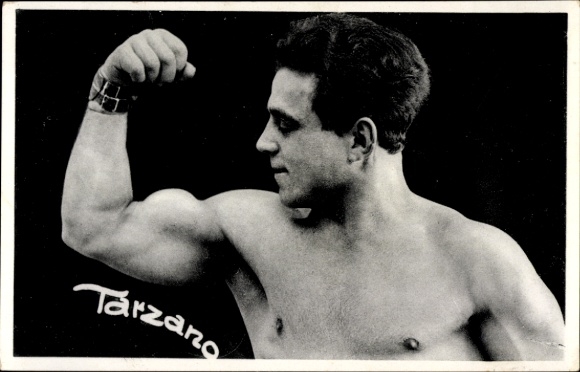 Postcard wrestler or bodybuilder, Tarzano, muscles
