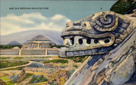 Postcard Mexico, ancient Mexican architecture
