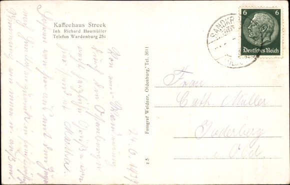 Postcard Wardenburg in Oldenburg?, coffee house Streek, playground