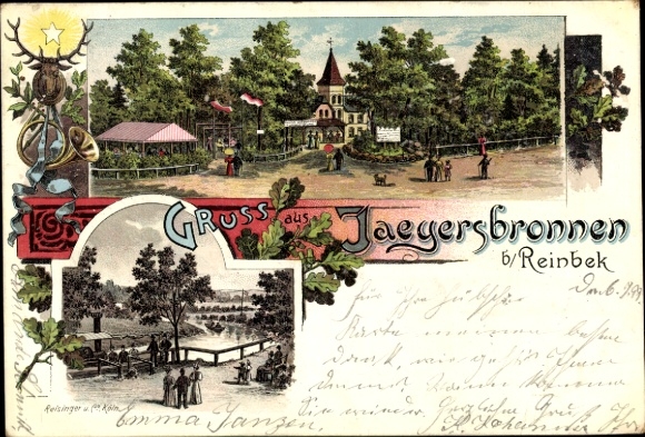 Chromo-Litho Reinbek in Schleswig Holstein, Gasthaus Jägersbronnen