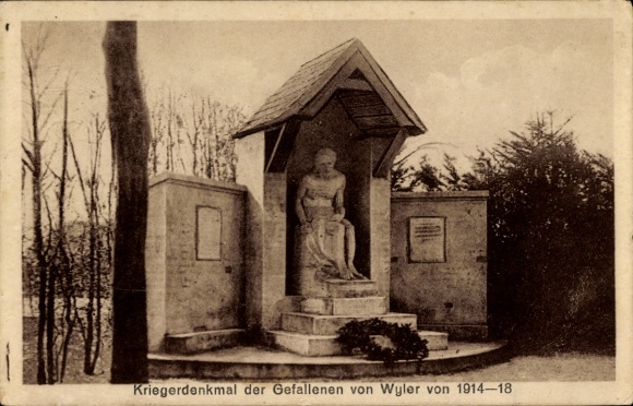 Postcard Wyler Kranenburg on the Lower Rhine, war memorial, statue, memorial, historical monument