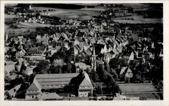 Postcard Wangen im Allgäu, aerial photograph