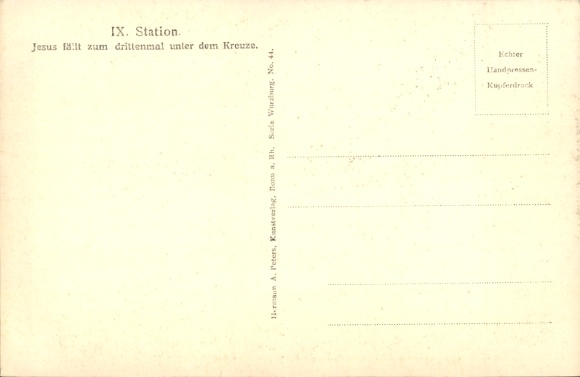 Postcard IX. Station, Jesus falls for the third time under the cross