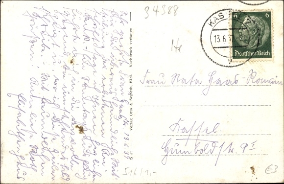 Postcard Trendelburg in northern Hesse, partial view, bridge