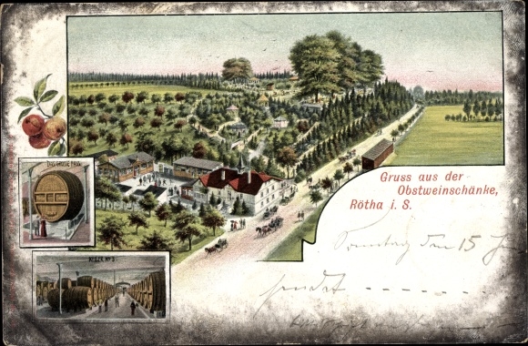 Ak Rötha in Sachsen, Obstweinschänke, das große Fass, Keller Nr. 3