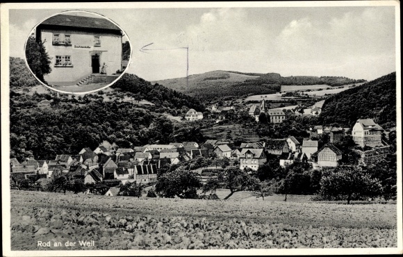 Ak Rod an der Weil Weilrod im Taunus, totaaloverzicht, Inn zum Felsenkeller