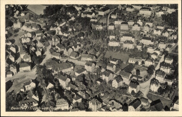 Postcard Grünhain Beierfeld in the Ore Mountains Saxony, aerial photograph