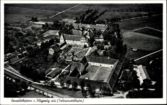 Postcard Benediktbeuren Benediktbeuern in Upper Bavaria, aerial photograph, Salesian monastery