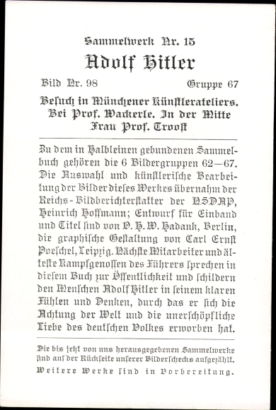Collection picture Adolf Hitler, Prof. Wackerle and Troost, artist studio, collection 15 picture 98