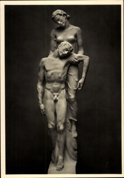 Ak Plastik von Josef Thorak, Letzter Flug, HDK 414, Körperstudie, Photo Hoffmann