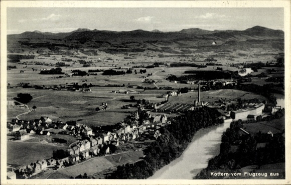 Postcard Kottern Kempten in Allgäu Swabia, aerial photograph