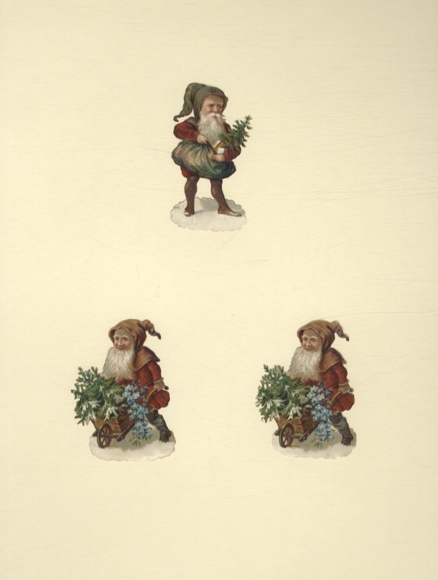 3 wafer dwarves with fir trees, each approx. 7 x 4.5 cm