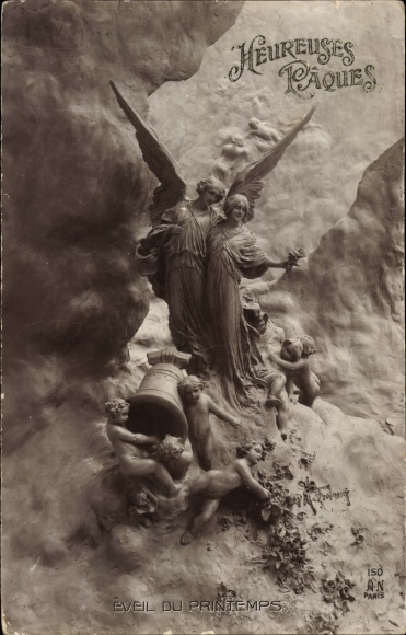 Artist PC Mastroianni, Domenico, congratulations Easter, angel, bell