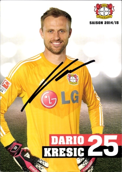 Autogrammkarte Fußballer Dario Kresic, Bayer 04 Leverkusen, Autogramm