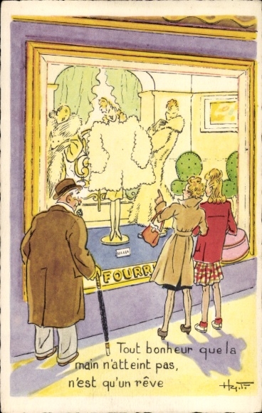 Artist Postcard Tout bonheur que la main n'atteint pas, n'est qu'un rêve, showcase, humor